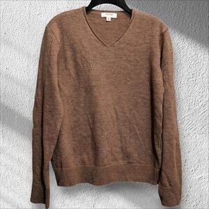 Heimish Men's V-neck Wool Blend Pullover Sweater Brown Size Small